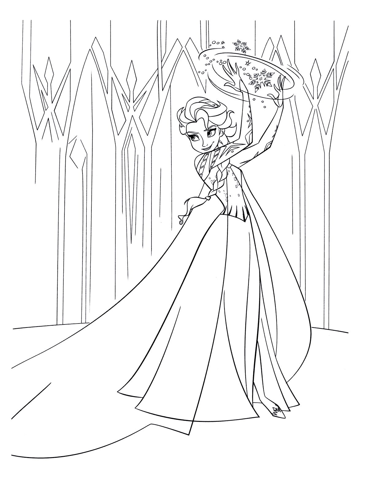 Dibujo Para Colorear Elsa Usa La Magia