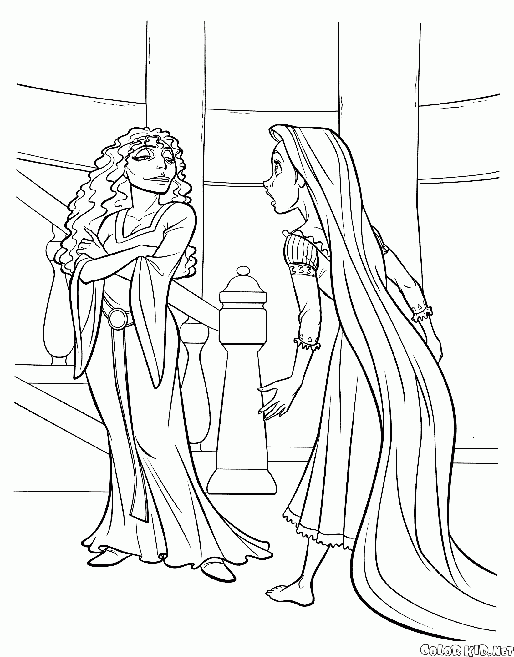 Dibujo para colorear - Rapunzel y Flynn Viajes