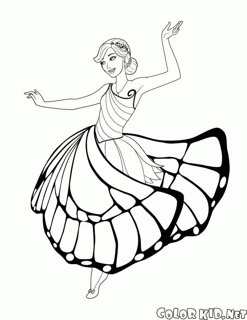 Dibujo Para Colorear Hada De La Mariposa Y Bailes