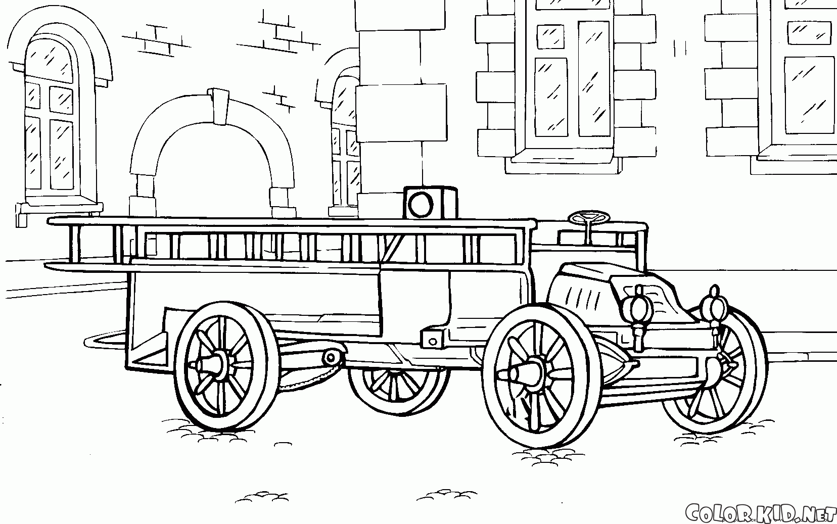 dibujo para colorear  el primer camión de bomberos