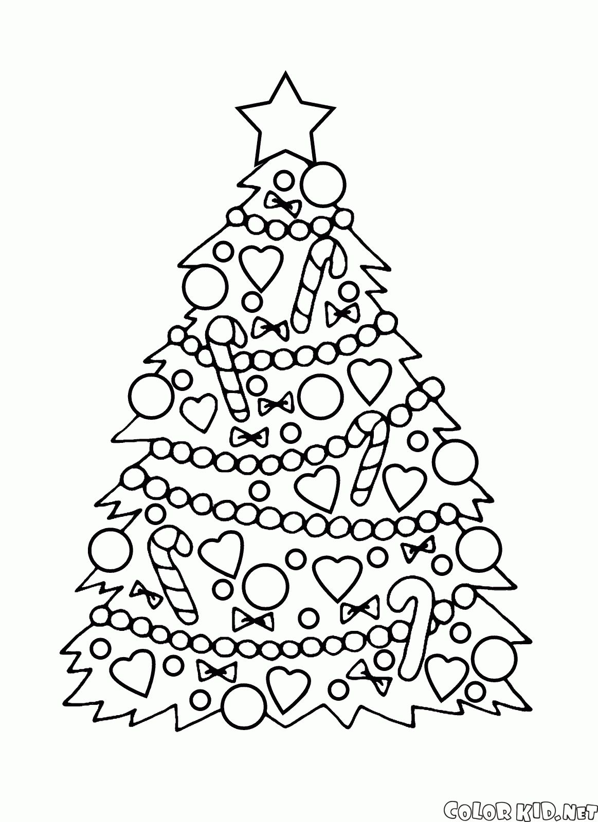 Dibujo Para Colorear Arbol De Navidad Con Adornos