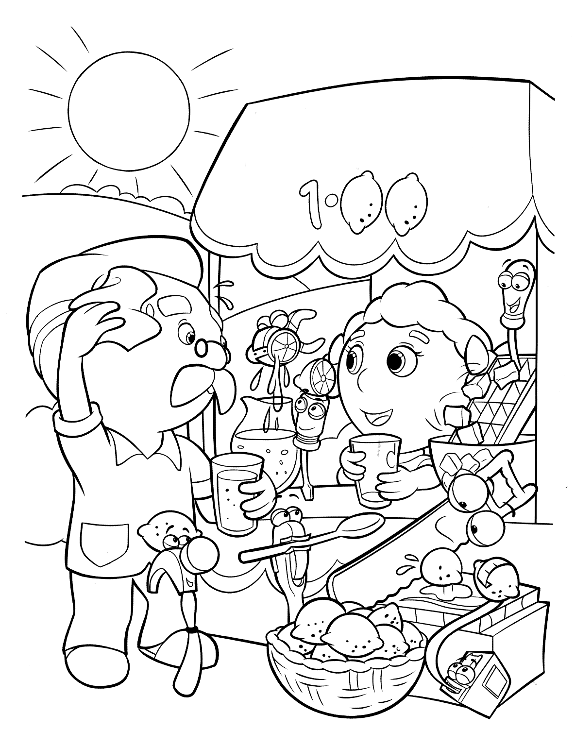 Dibujo para colorear Limonada en el calor Dibujo para colorear Limonada en el calor