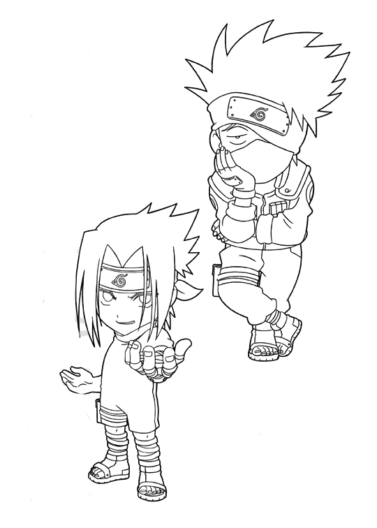 Dibujo para colorear - Kakashi y Sakura