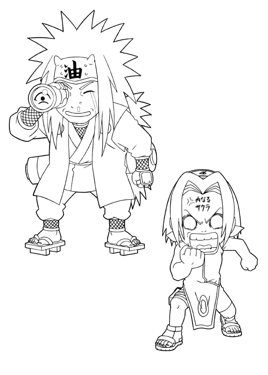 Dibujo para colorear - Naruto y Sakura