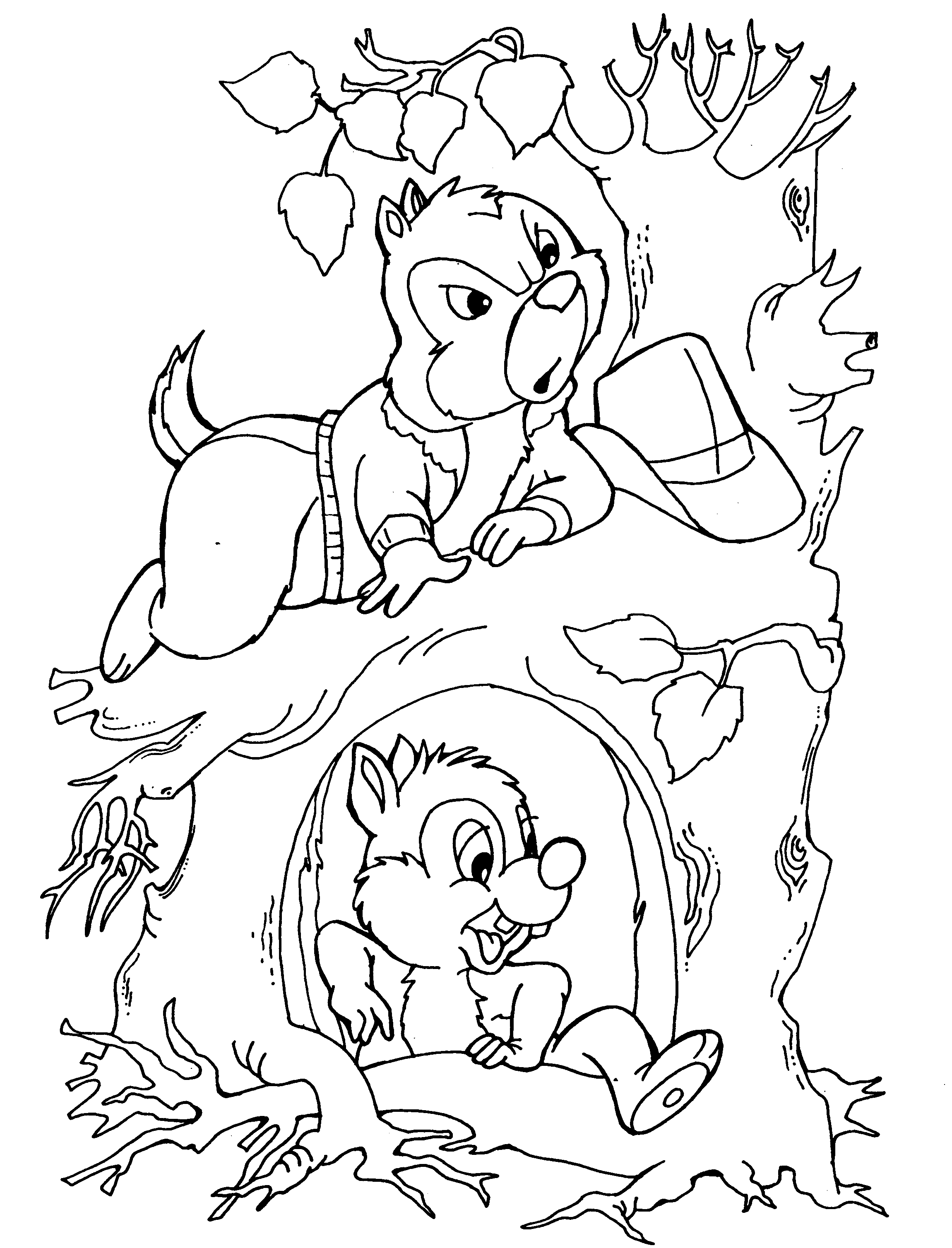 Dibujo para colorear - Chip y Dale