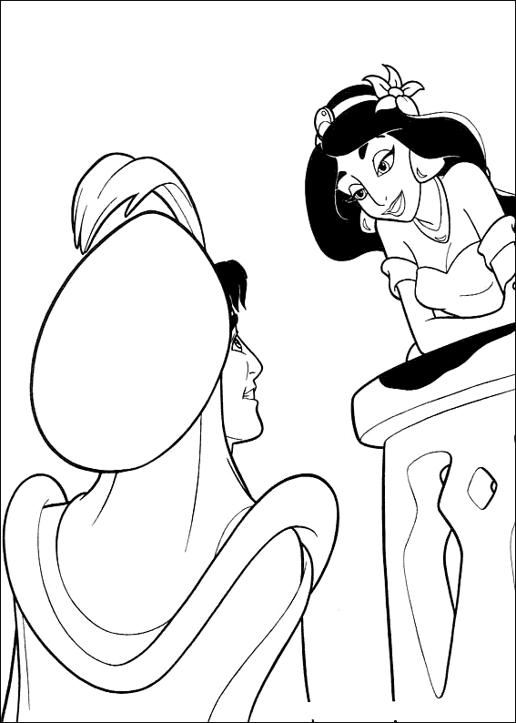 Dibujo Para Colorear Aladdin Y Jasmine Se Re Nen