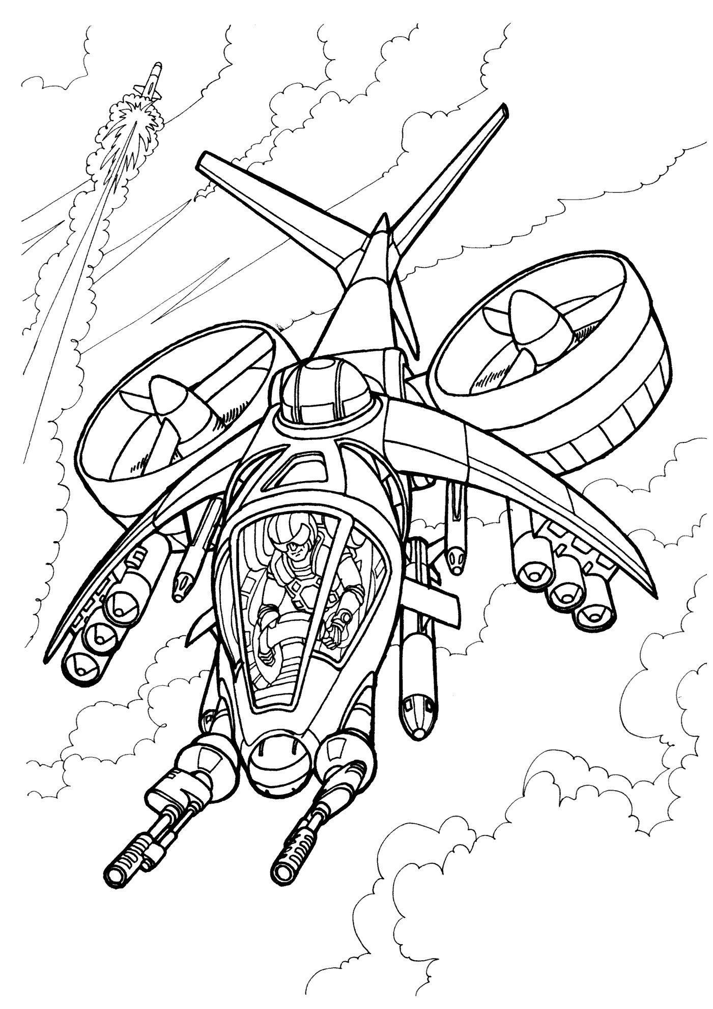 Dibujo para colorear - Helicóptero militar del futuro