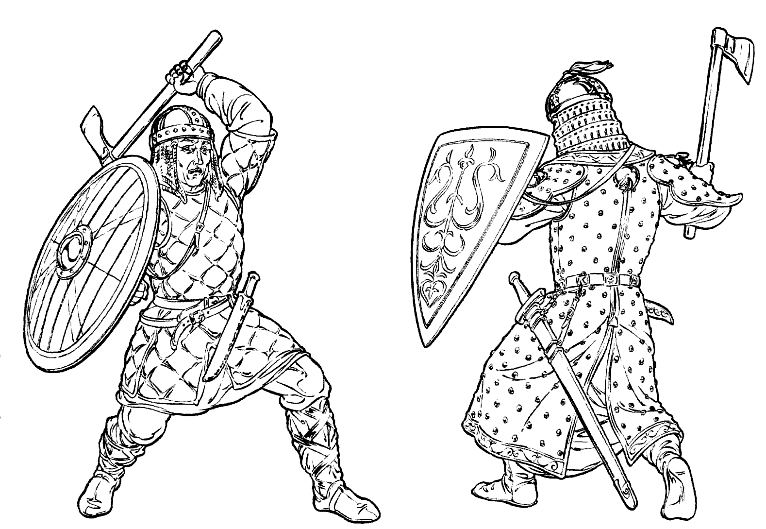 Dibujo para colorear - Lucha del guerrero
