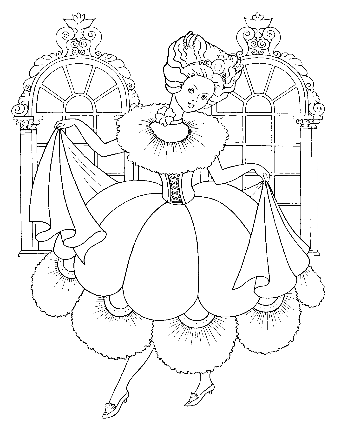 Dibujo Para Colorear Princesa En El Baile