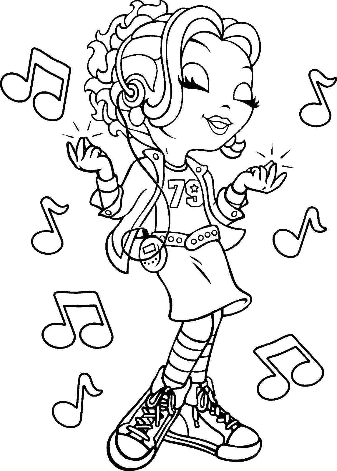 Dibujo Para Colorear La Niña Canta 