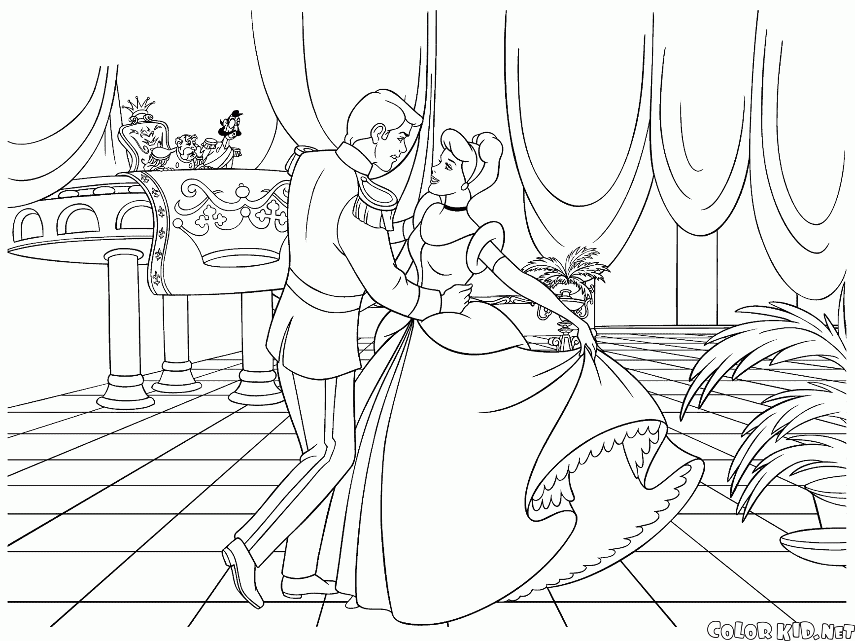 Cenicienta y el Príncipe bailando