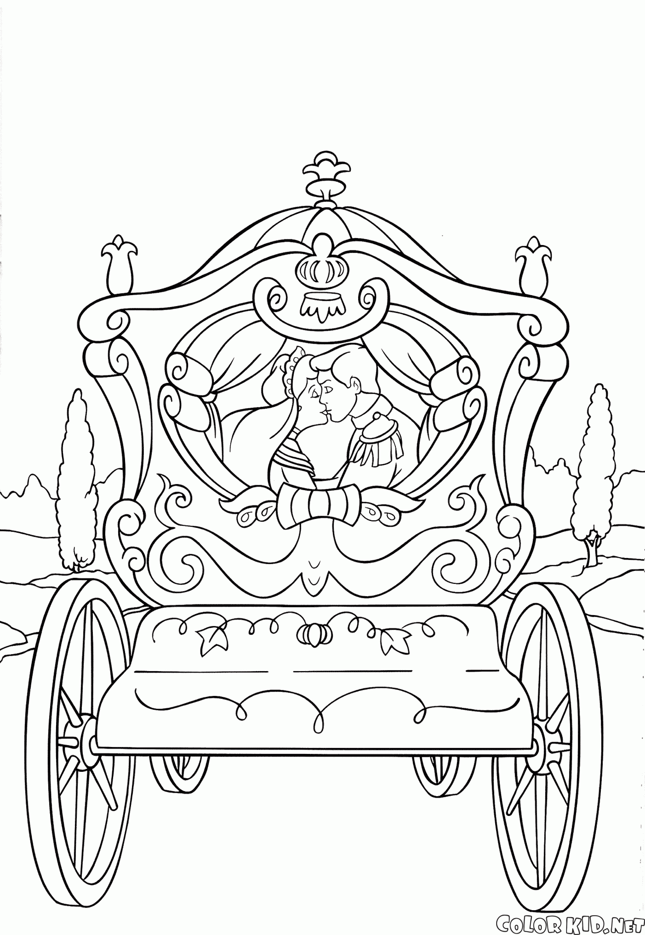 Cenicienta y el Príncipe en un carruaje