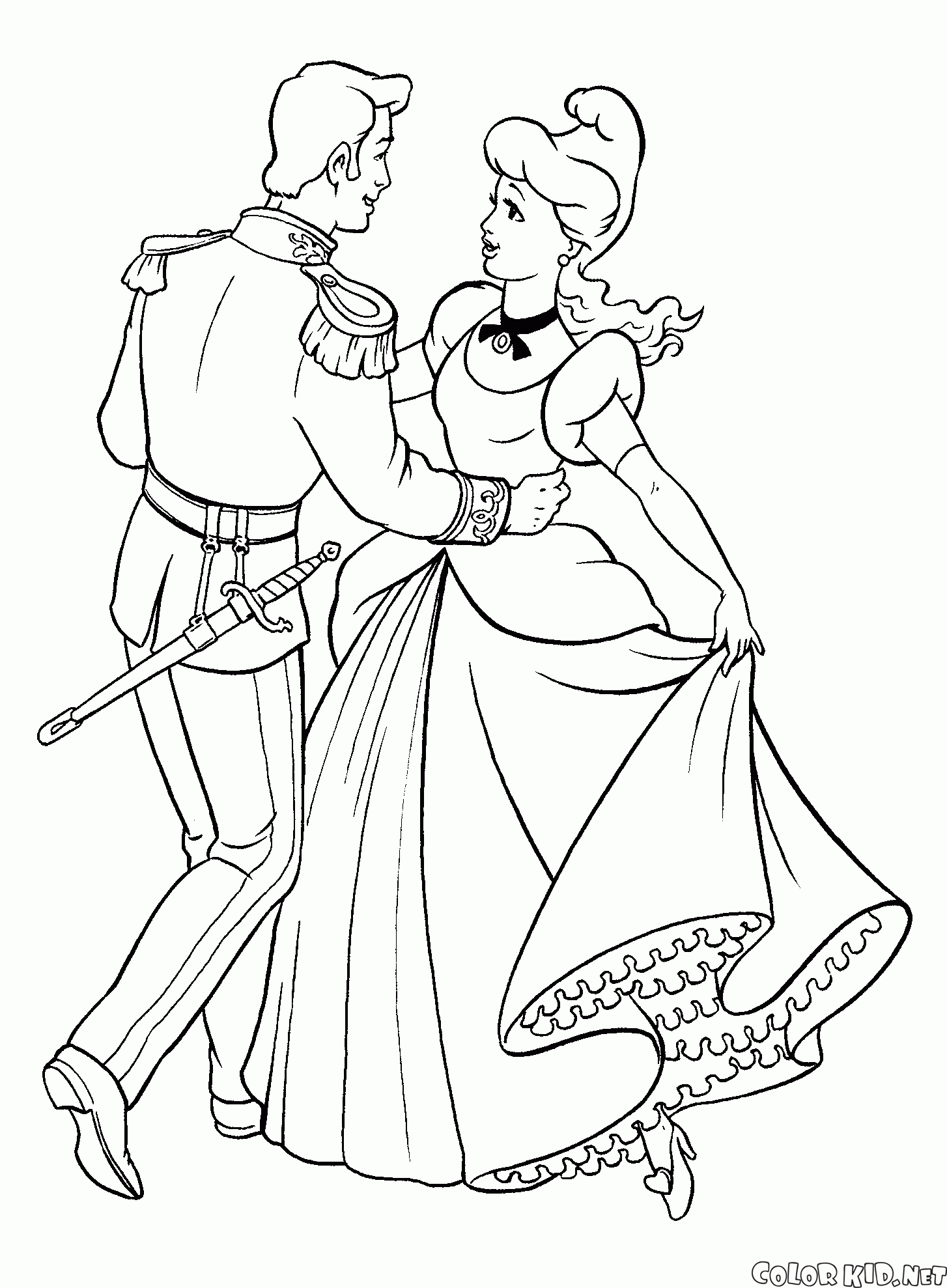 Cenicienta y el príncipe en el baile