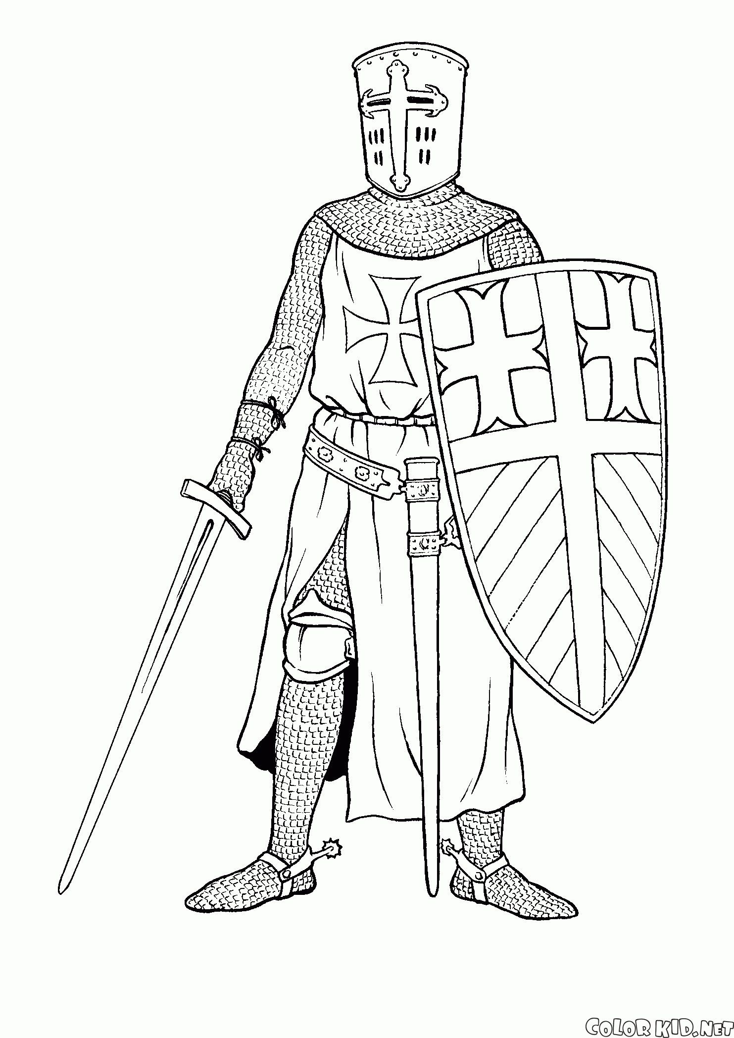Dibujo para colorear - Knight Cruzada