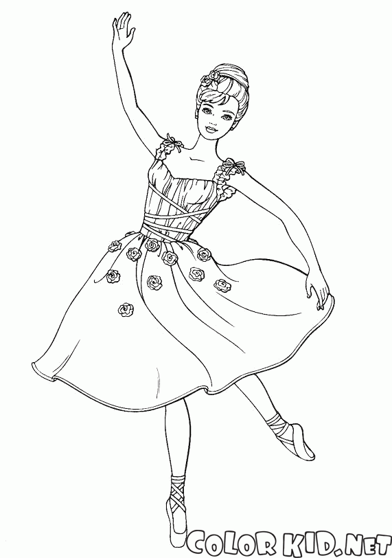 Dibujo para colorear - Bailarina en un vestido modesto