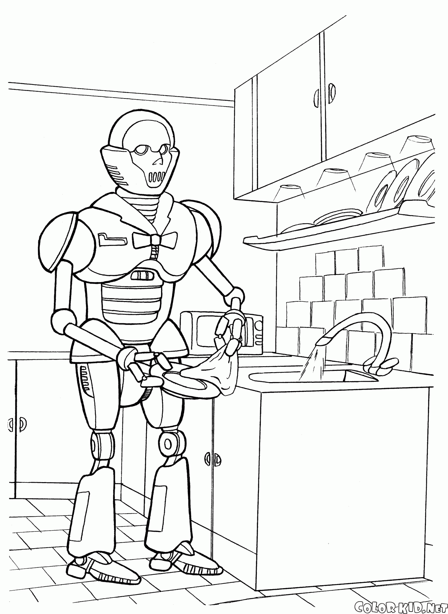 Dibujo para colorear - Robot de cocina