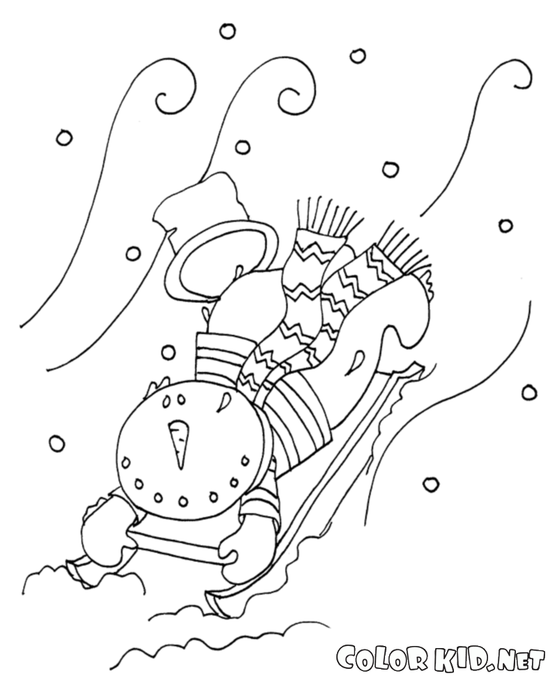 Muñeco de nieve y trineo