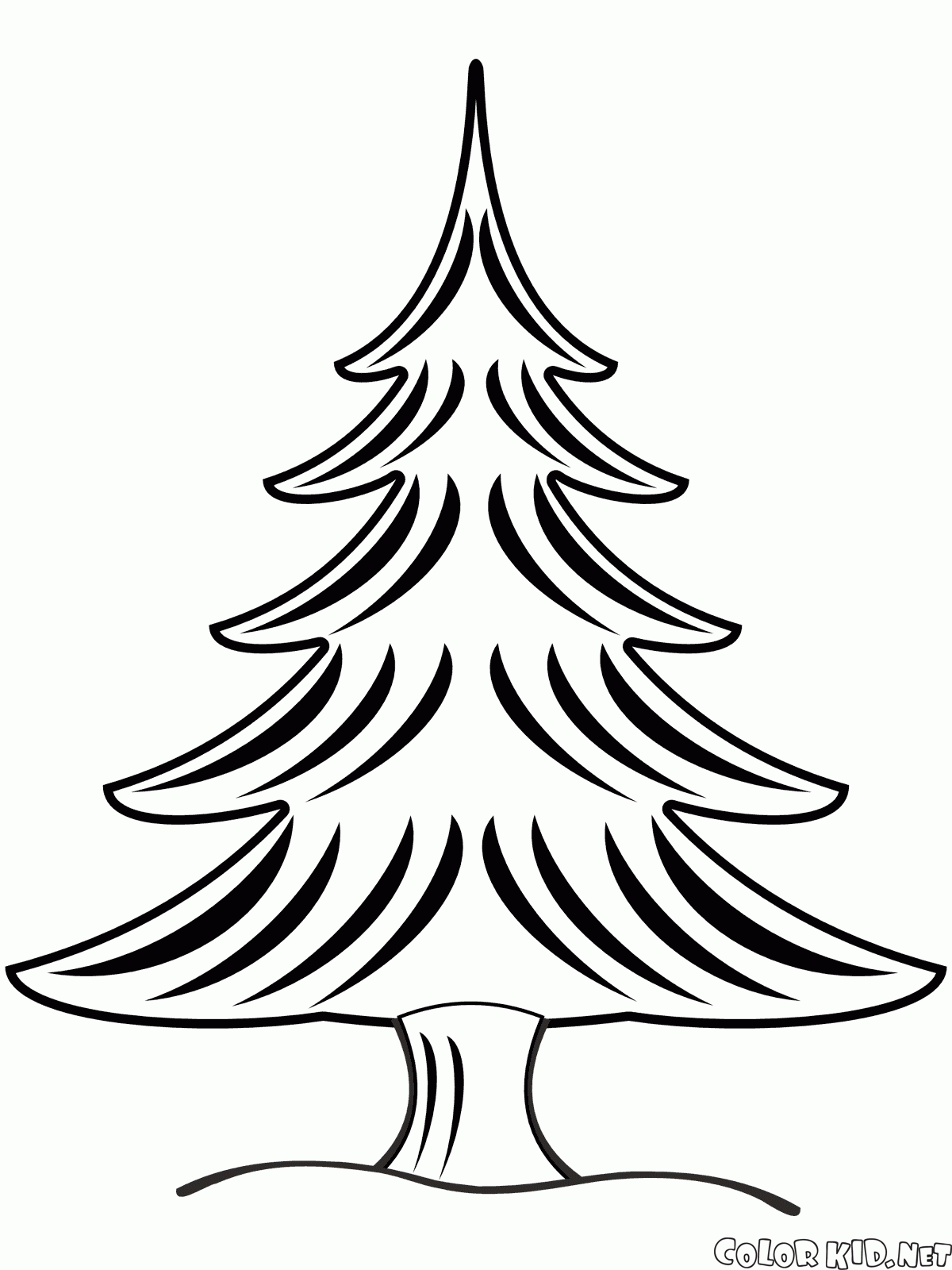 Dibujo para colorear - Árbol de Navidad en invierno