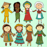 Niños en trajes tradicionales