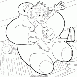 Baymax y Hiro volar hacia abajo