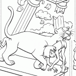 Bagheera ayuda a Mowgli