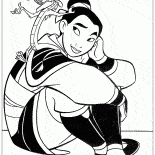 Mulan y Mushu sumido en sus pensamientos