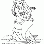 Sirena sentada en una roca
