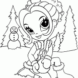 Chica esculpe muñeco de nieve