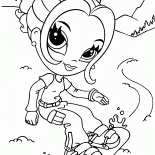 Muchacha en una tabla de snowboard