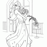 Barbie y un ramo de flores