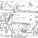 Niños en el lago