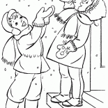 Los niños que cogen los copos de nieve