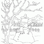 Muñeco de nieve que lleva una bufanda y un sombrero