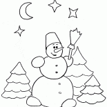 Muñeco de nieve y las estrellas del cielo