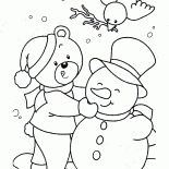Oso y muñeco de nieve