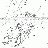 Muñeco de nieve y trineo
