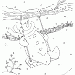 Muñeco de nieve en un columpio