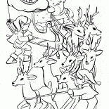 Santa Claus y un joven asistentes